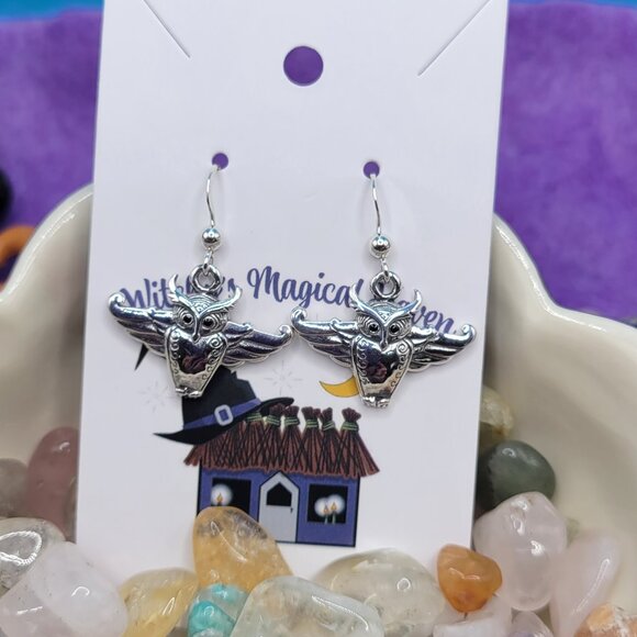 Cari Buziak Designed Owl Sterling Silver Earrings - Picture 2 of 4